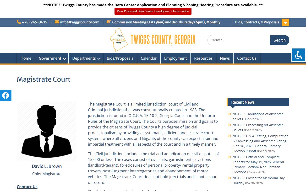 Twiggs County Magistrate Court record access after jail arrest